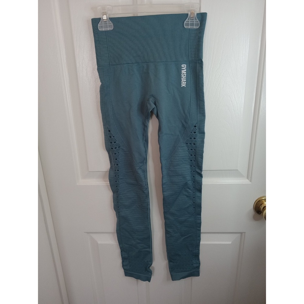 Gymshark Energy Seamless Leggings Blue‎ Size XSmall Activewear Fitness Cutouts - Picture 3 of 16